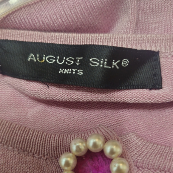 August Silk Knit Women's Lilac Snap Front 3/4 Sleeve Cardigan Sweater - Picture 10 of 13